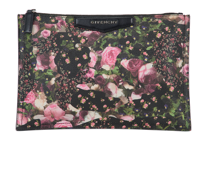 Givenchy Floral Pouch, &pound;180, Accessories, Black/Pink, Leather, Front view
